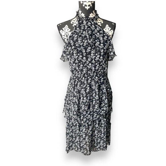 NWT EXPRESS Floral print halter tiered ruffle high low dress sz S - Picture 5 of 10